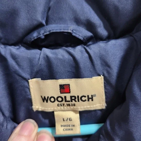 Woolrich Women's Quilted Down Puffer Vest L Navy Zip Front Gold Snaps Pockets - Picture 4 of 13